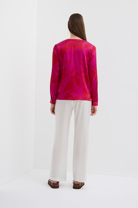 VINCENT SILK BLOUSE FLORAL MAGENTA