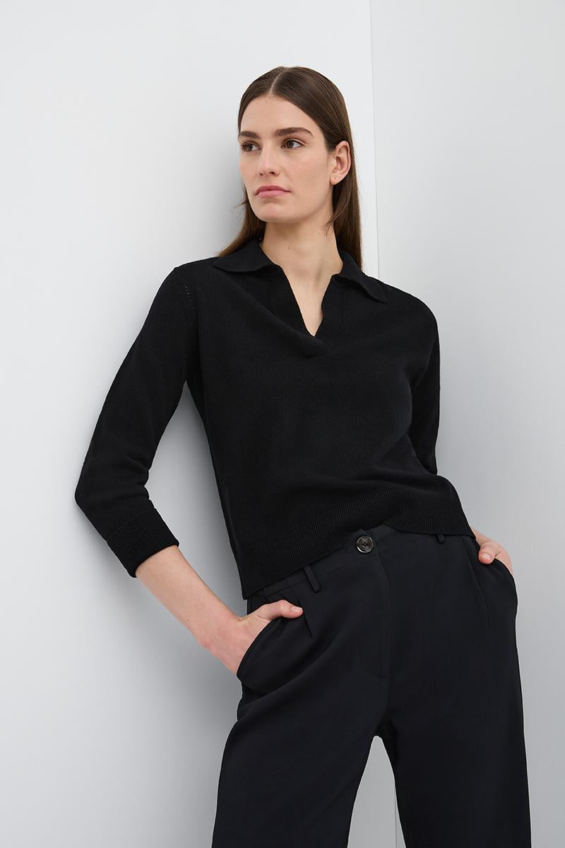 POLO NECK MERINO BLACK