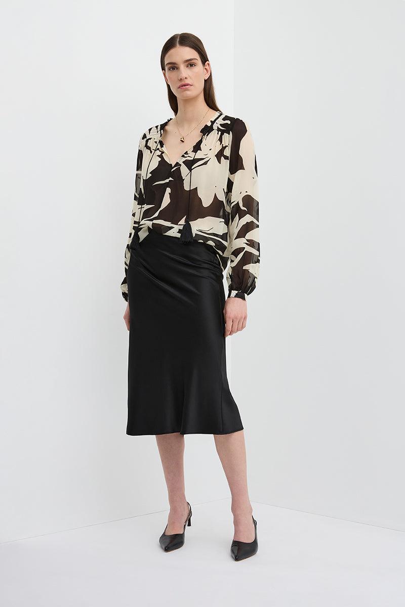 VINCENT BALLOON SLEEVE BLOUSE- black