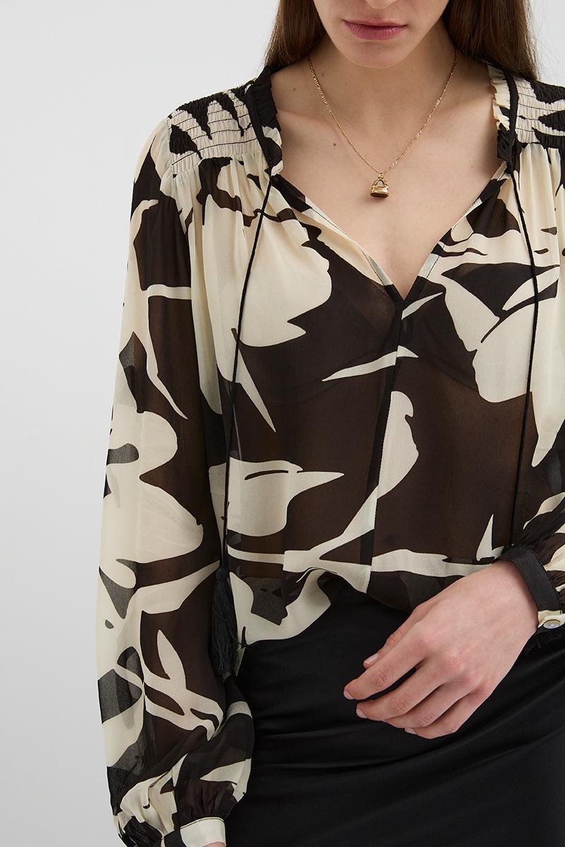 VINCENT BALLOON SLEEVE BLOUSE- black