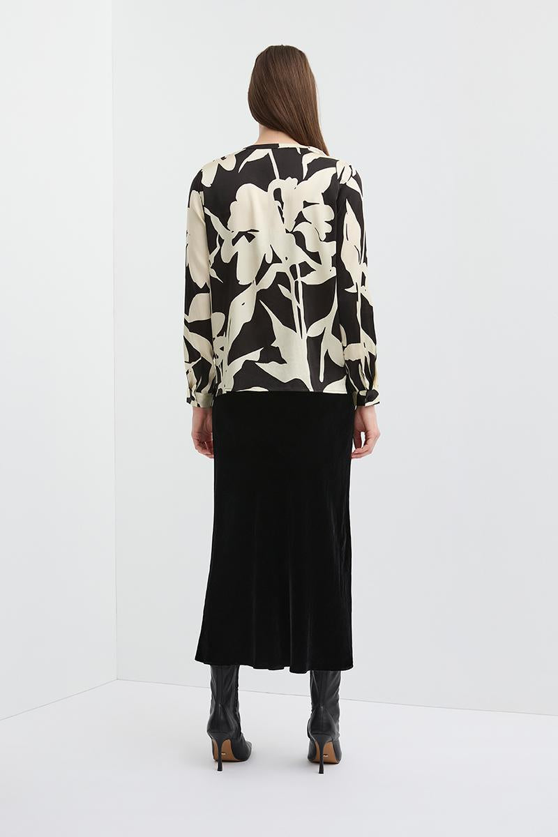 VINCENT SILK BLOUSE FLORAL BLACK