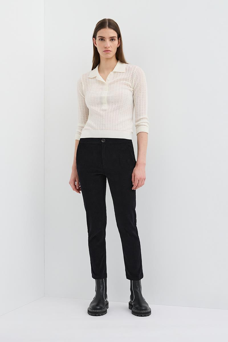 HOLLOW KNIT POLO ALABASTER