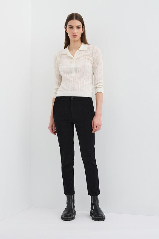 HOLLOW KNIT POLO ALABASTER