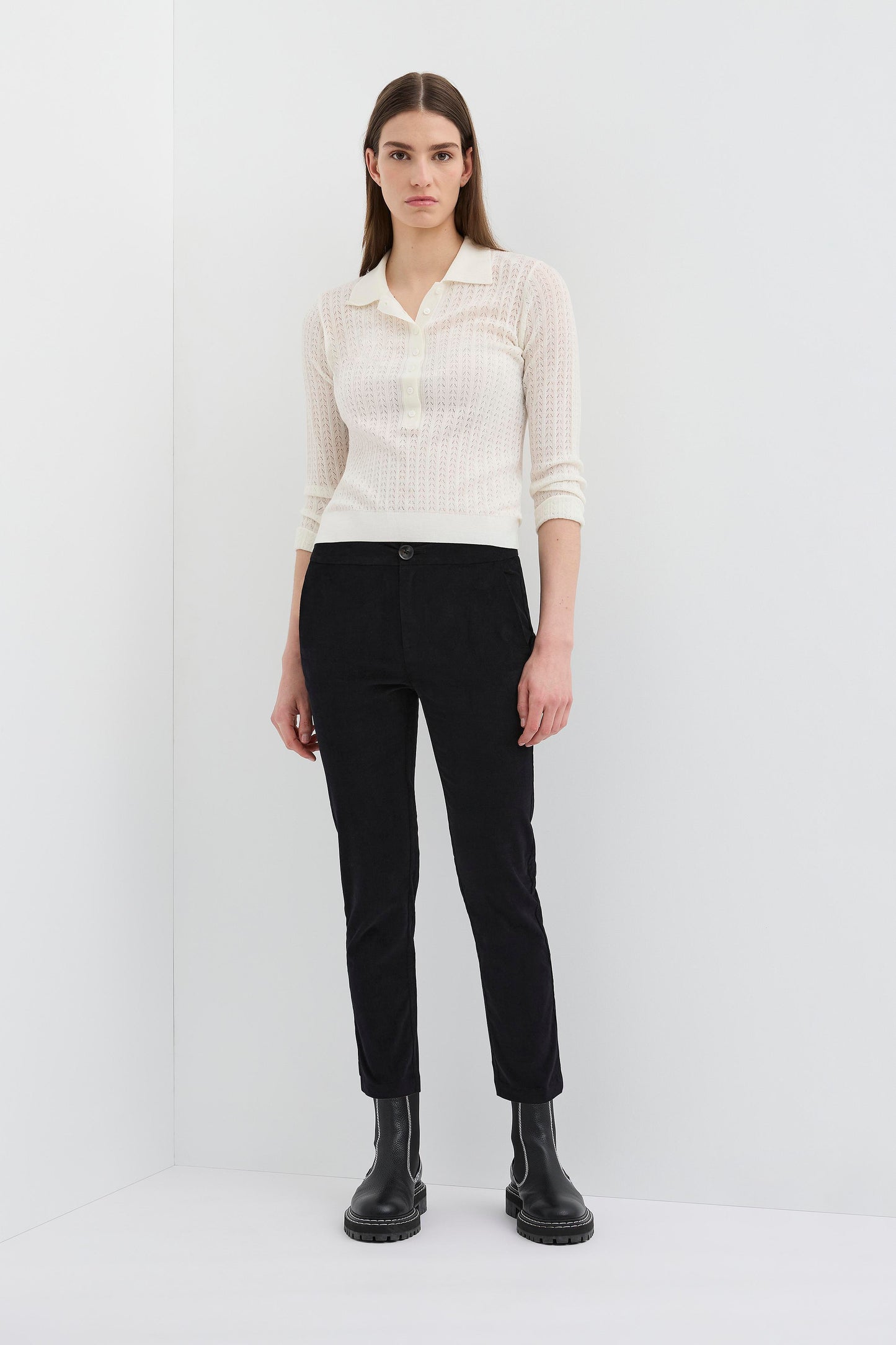 COTTON VELVET CROP LEG PANT