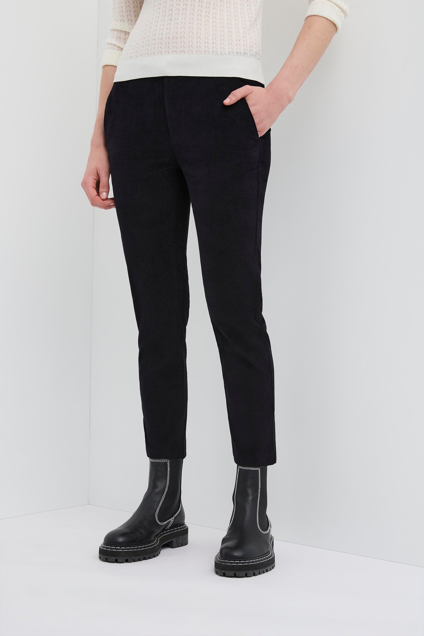 COTTON VELVET CROP LEG PANT