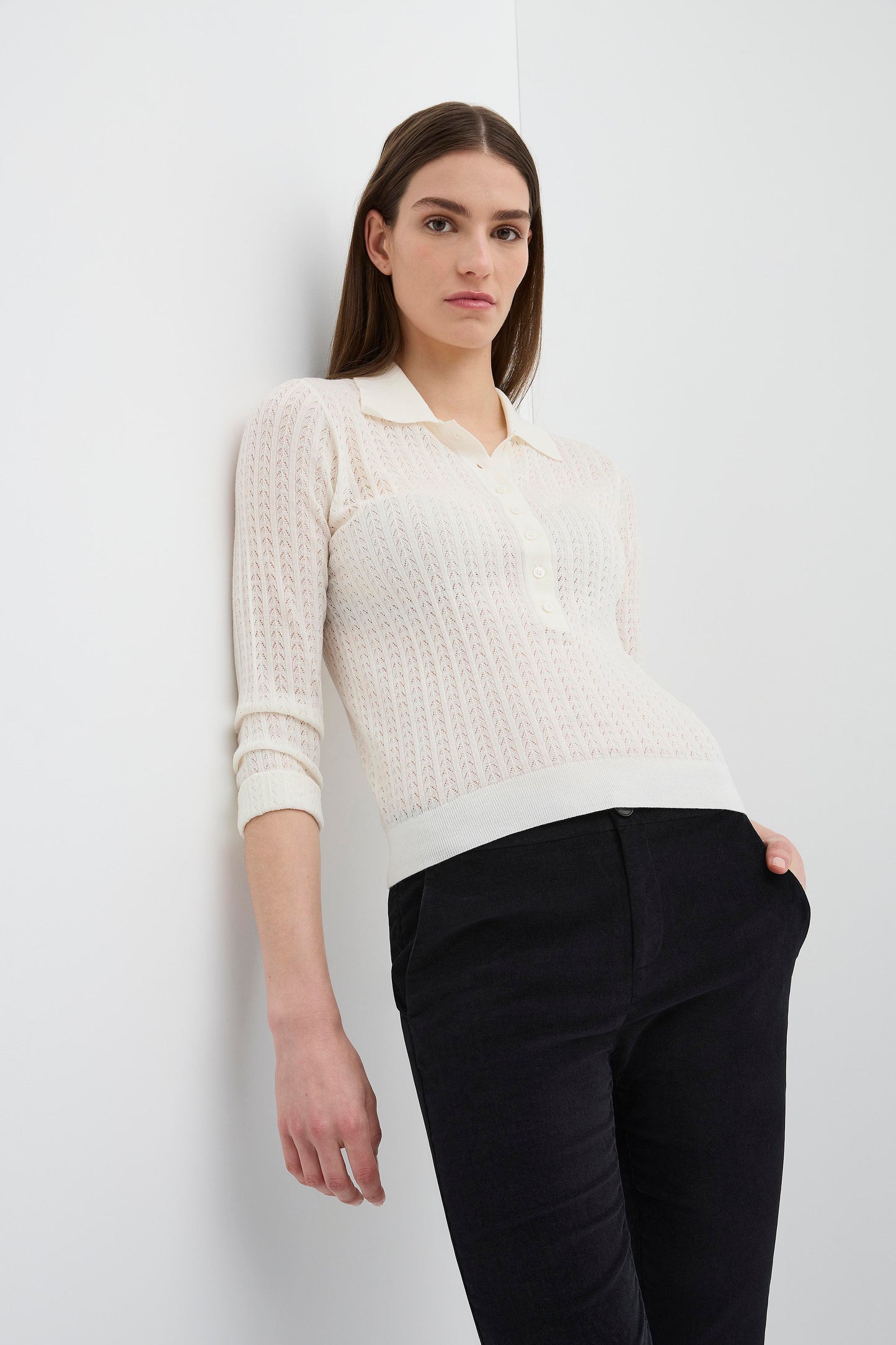 COTTON VELVET CROP LEG PANT