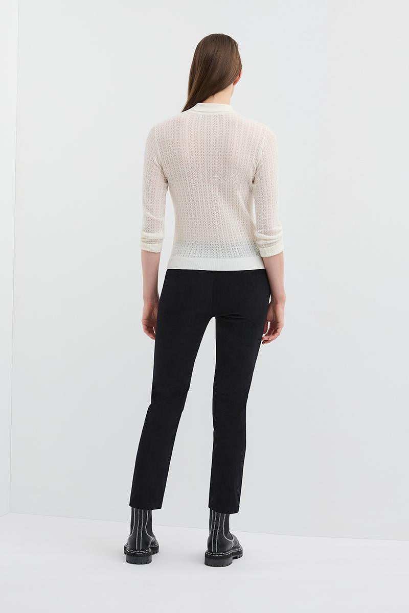 HOLLOW KNIT POLO ALABASTER