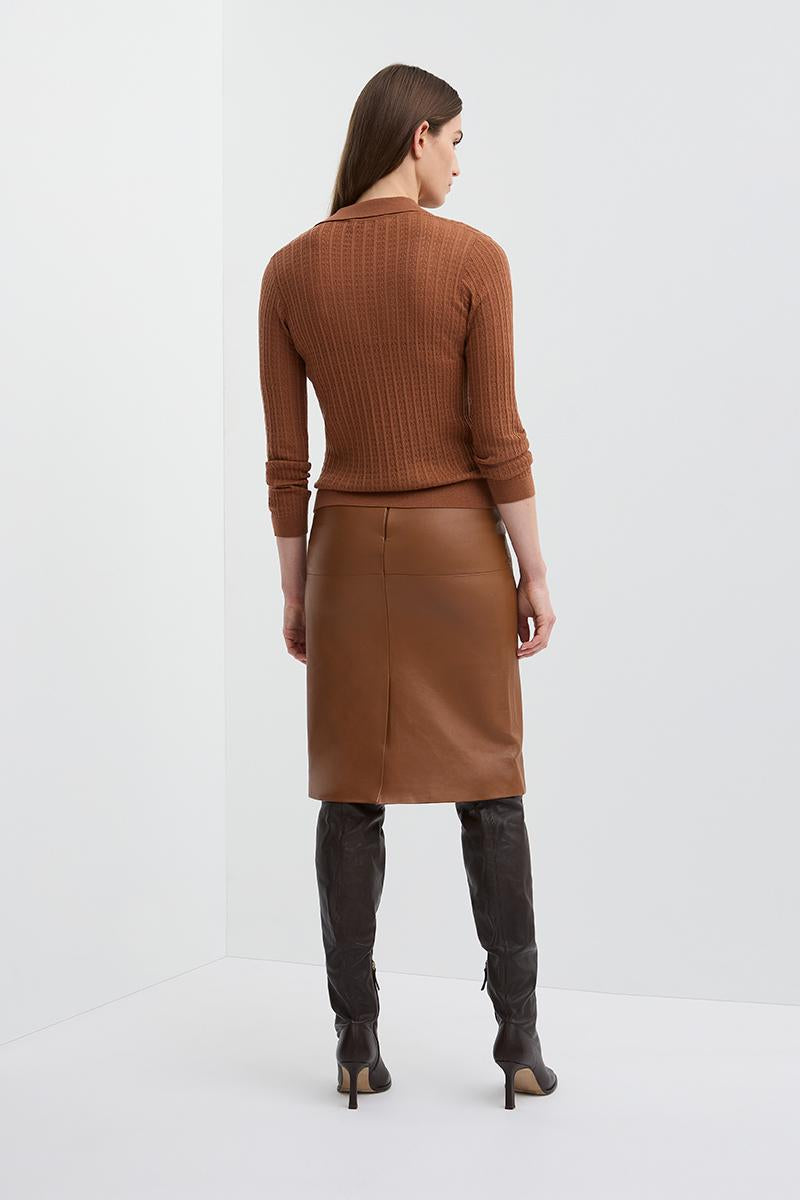 HOLLOW KNIT POLO RUST