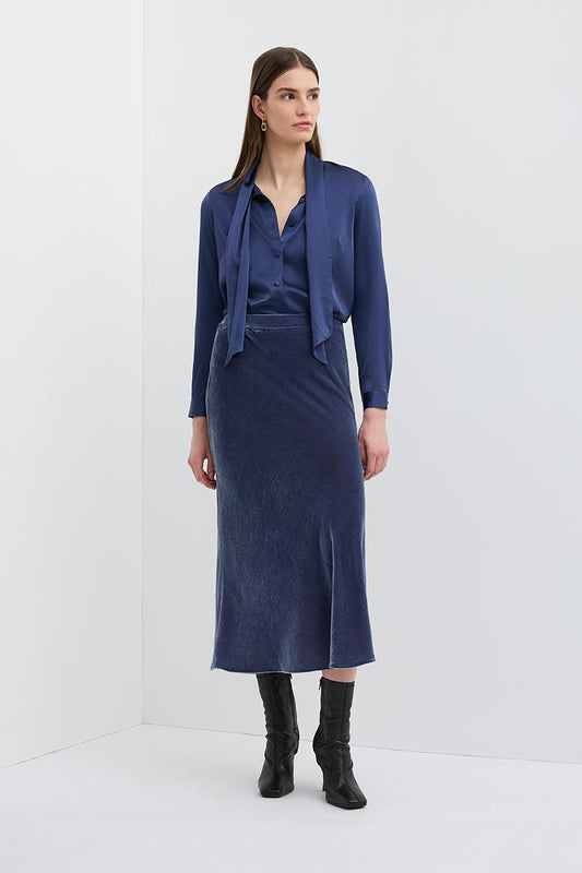 VALENTINE VELVET SKIRT -NAVY