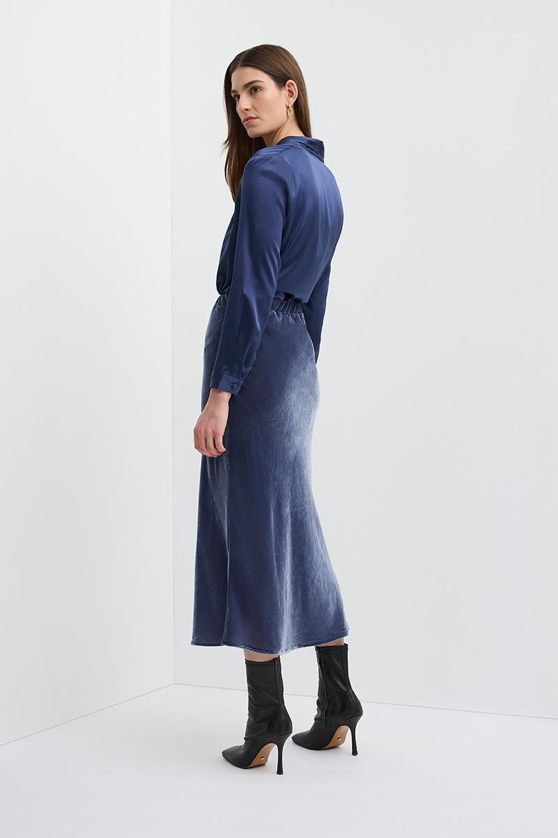 VALENTINE VELVET SKIRT -NAVY