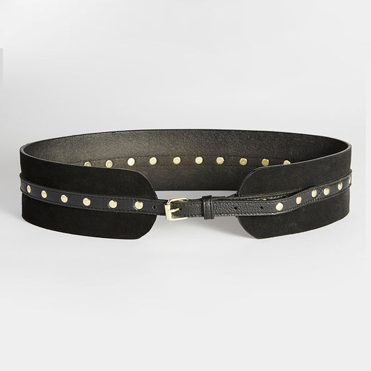 Caravan + Co Belts Black Suede Finish / S/M SMITH WIDE LEATHER BELT