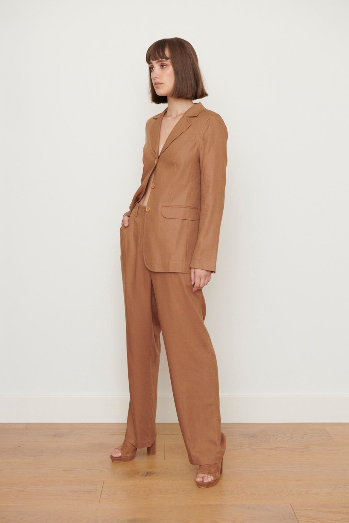 Caravan + Co Coats & Jackets Bria Linen Viscose Jacket - Cinnamon