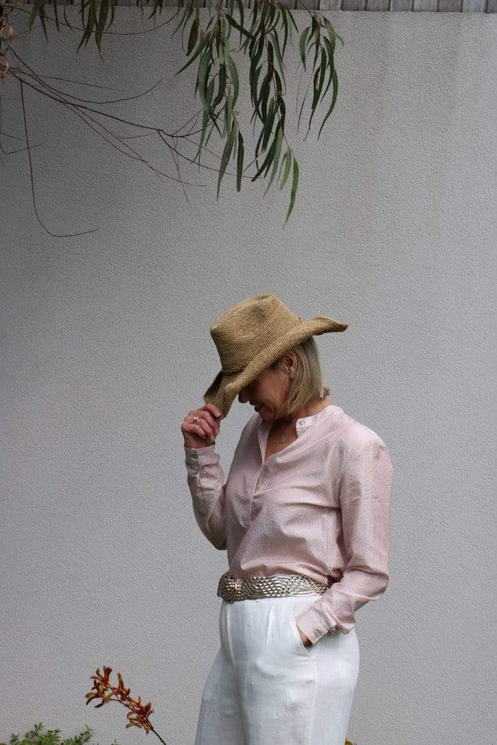 Caravan + Co Tops Elle Classic Shirt in Pink Self Stripe
